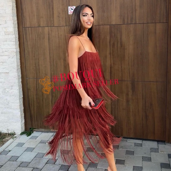 BLOGGERS FAV ZARA STRAPPY FRINGED DRESS - Picture 11 of 13